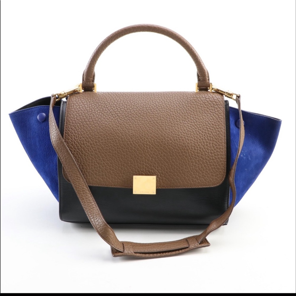 Celine Small Trapeze Bag in Tricolor Leather and Suede